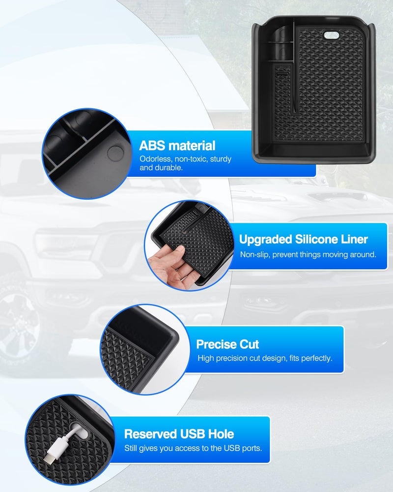 صينية منظم الكونسول المركزي لفولكس فاجن جولف GTI R MK8 2022 2023 2024 2025 ملحقات منظم وحدة التحكم الوسطى للسيارة صندوق تخزين مسند ذراع مع حصيرة سيليكون سوداء غير قابلة للانزلاق - Image 3